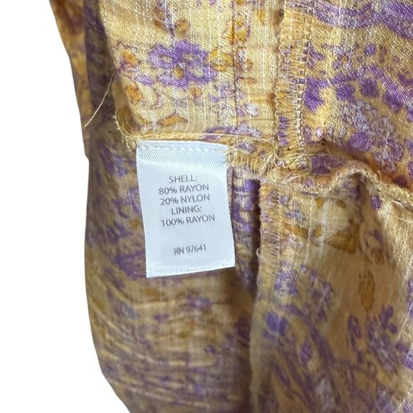 J Jill Paisley Floral Tiered Sleeveless Maxi Dress Yellow XL Cottagecore Peasant - Picture 6 of 8